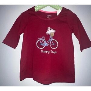 Crown‎ and Ivy 2T NWT Burgandy Happy Days Bike with Flower Basket Shirt